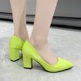 thumbnail image 4 of Women's Candy Color Pointed Toe Thick Heel High Heel Simple Style Shallow Mouth Professional Fashion Single Shoe, 4 of 6