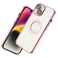thumbnail image 2 of For Apple iPhone 15 6.1 inch Transparent Chrome Edge Camera Cover Magnetic Car Mount Holder Magsafe Wireless Charging Shockproof Hybrid Case Cover Rose Gold, 2 of 4