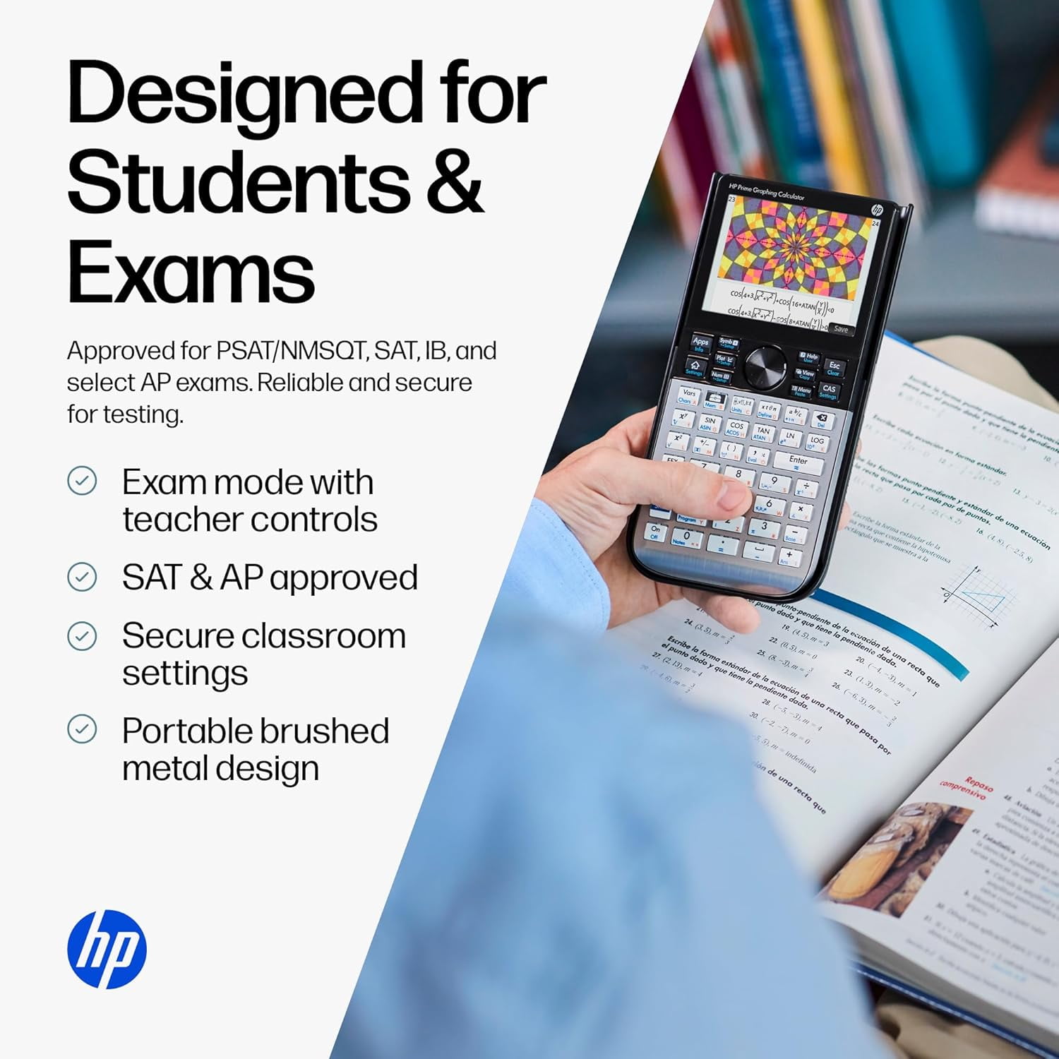 HP Prime Graphing Calculator, 3.5" Multi-Touch Color Display, CAS, Exam Approved SAT/AP/IB, Scientific Calculator, Programmable, 256MB