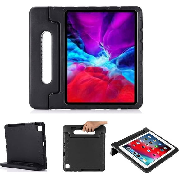Golden Sheeps Kid Friendly Case Compatible for iPad Pro 12.9 Inch (2022/2021/2020,6th/5th/4th Gen) Shockproof Ultra Light Weight Convertible Handle Stand Cover(Black)