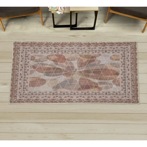 Abstract Decorative Rug, Floral Petal Look Forms in a Grunge Style Modern Colorful Blurry Look, Quality Carpet for Bedroom Dorm and Living Room, 6 Sizes, Pale Rust, by Ambesonne