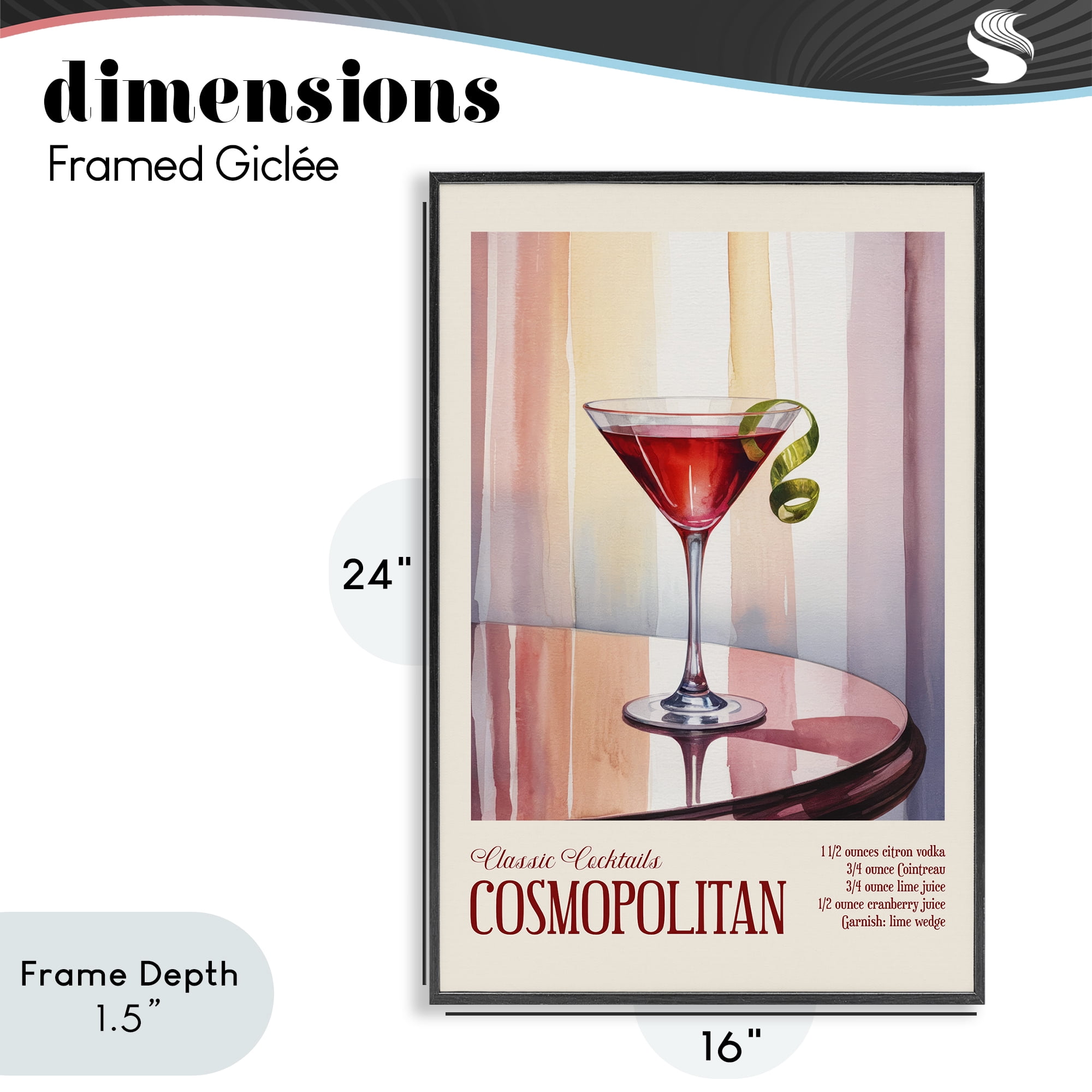 Stupell Industries Cosmopolitan on Reflective Table Black Framed Giclee Art, design by Andreas Magnusson