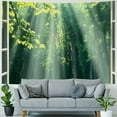 thumbnail image 4 of BCIIG Sunny forest tapestry wall hanging, natural green forest trees spring woodland grass window landscape tapestry, forest tapestry decorating living room bedroom 40x30inch, 4 of 6
