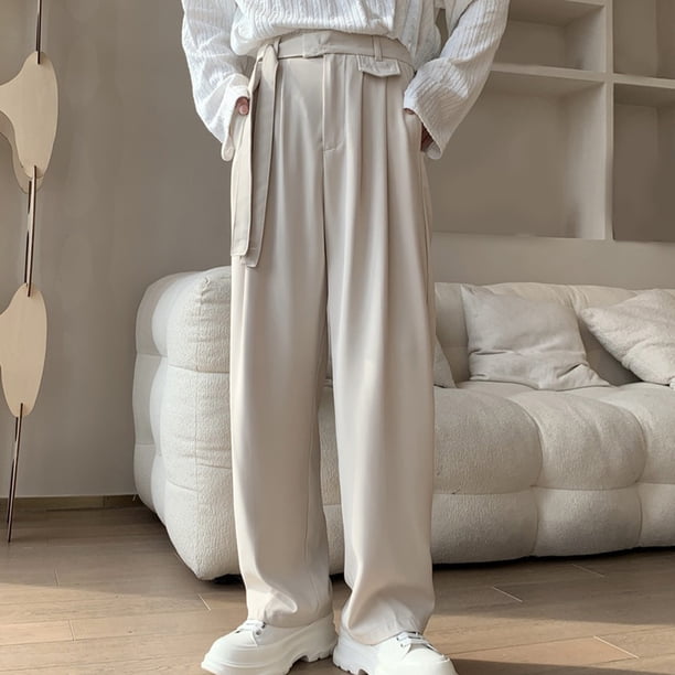 Pantalones largos de moda para hombre, color sólido, informales, elásticos, con cordones, holgados, deportivos, de trabajo, blusa para hombre