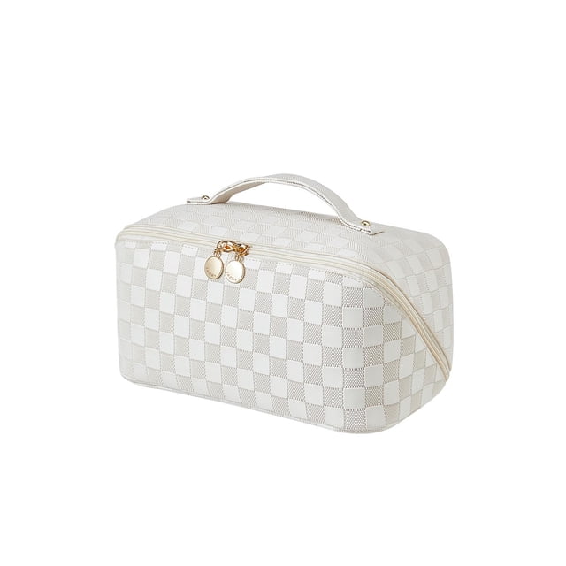 Bolsa de maquillaje EACHY Travel de gran capacidad, impermeable, color blanco