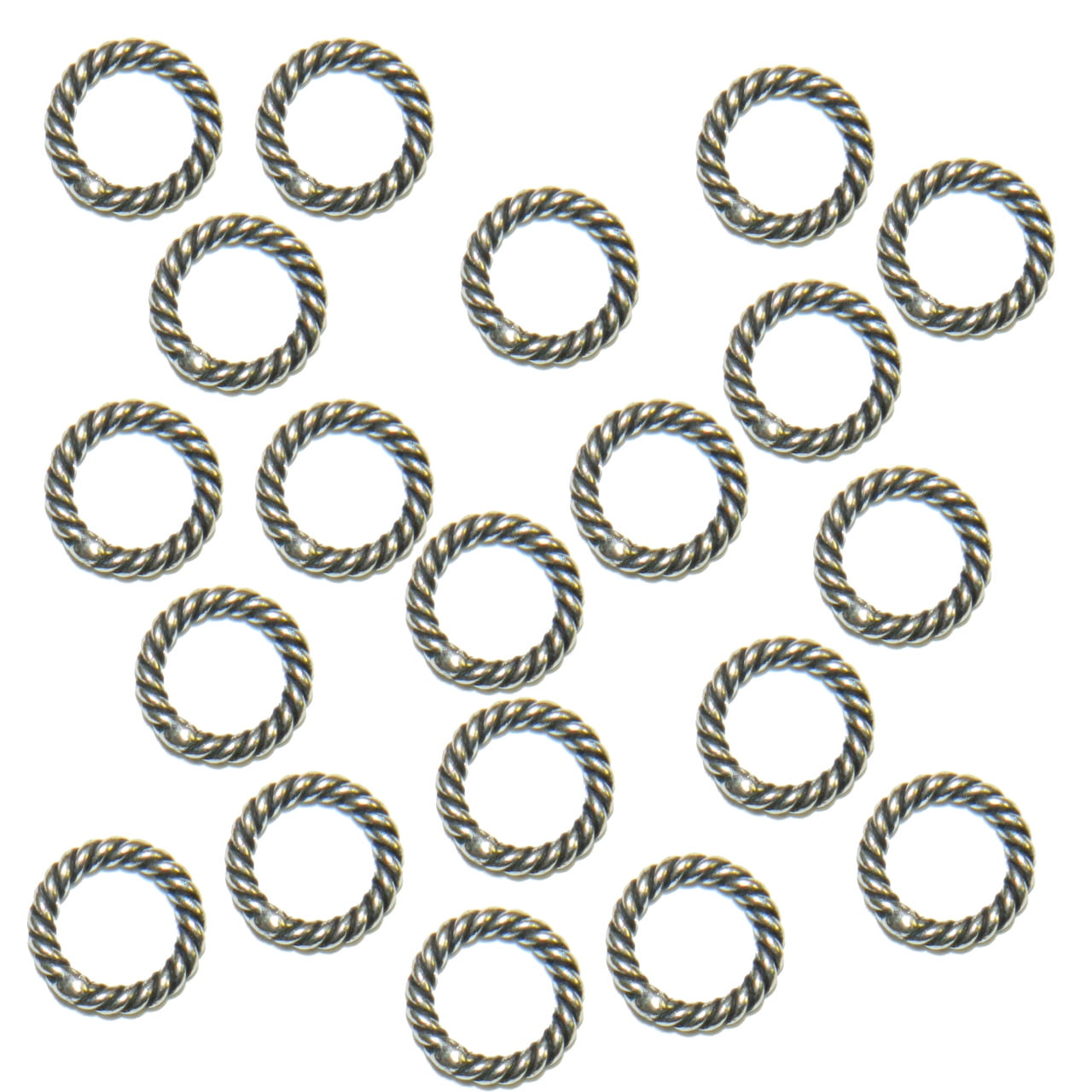 8mm Soldered Fine Twisted Jump Rings 16ga Ant Silver Plated 48 Pcs