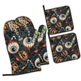 thumbnail image 2 of XMXT Heat Resistant Oven Mitts and Pot Holders Sets, Eyeball Pumpkin Creepy Print Oven Mitt Hot Pads Kitchen Cooking BBQ Gloves, 4 Pcs, 2 of 8
