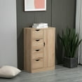 thumbnail image 6 of Wooden Bathroom Storage Cabinet with 4 Drawers Freestanding Cabinet with Shelves & Door, Bathroom Floor Cabinet, 6 of 6
