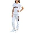 thumbnail image 2 of ITSAME Girls Athletic Outfits 2-Piece Quick-Dry Short Sleeve T-Shirt & Tapered Pants Kids Sportswear Set White Size 5T, 2 of 5