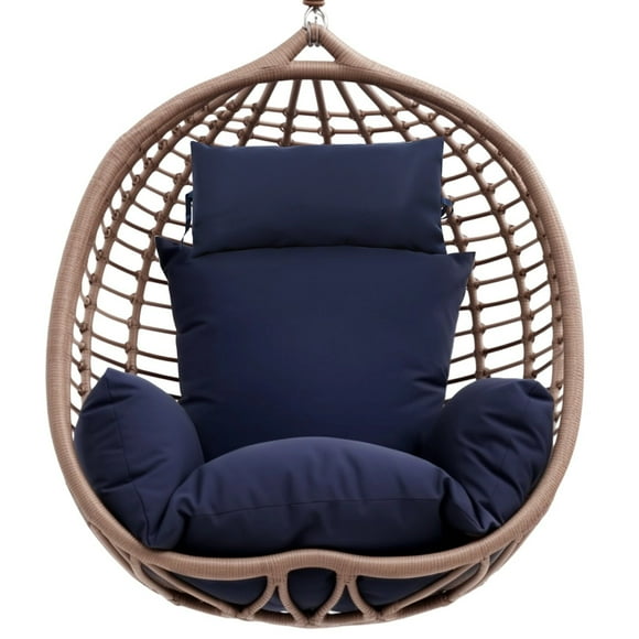 Swing Egg Cushion Replacement, Hanging Basket Seat Cushion Pillow with Headrest & Armrests, Indoor/Outdoor Hanging Hammock Chair Cushion