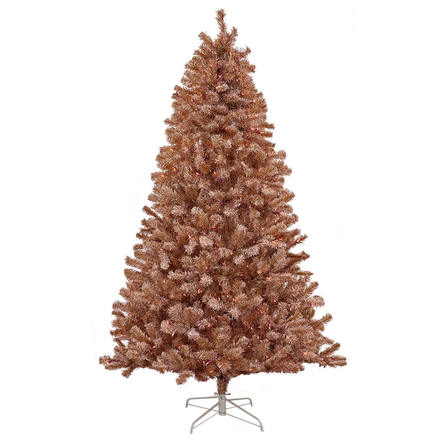 National Tree Company 7' Full Flocked Prelit Christmas Tree, Rose Gold
