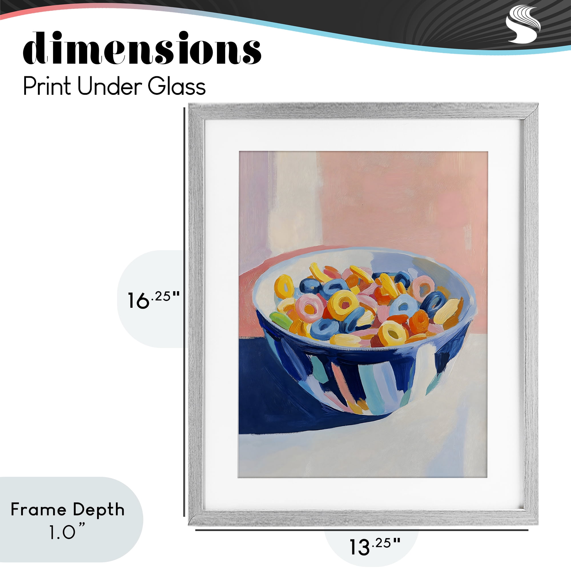 Stupell Industries Colorful Cereal Bowl Gray Framed Print Under Glass, design by The Prints Vibe