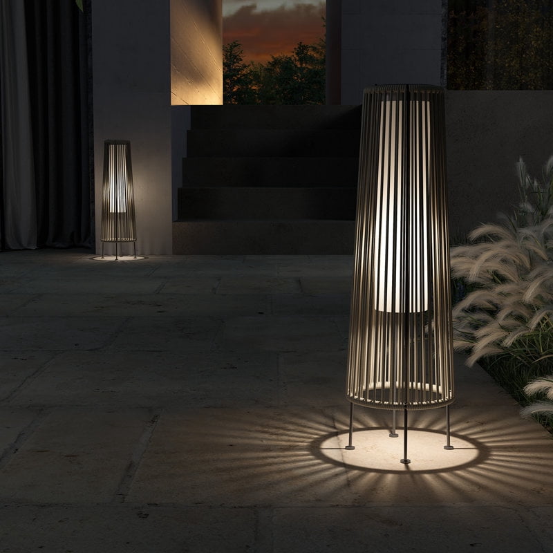 Solar Floor Lamp Outdoor, Waterproof Rattan Solar Lantern Lights for Patio, Yard, Garden, Lawn, Porch, Pathway Decorations, Auto Shut-off, Light Brown