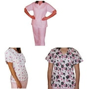 Medgear Scrub 4-Piece Combo Pack - Dotted Flowers, Pink, Dare to Care