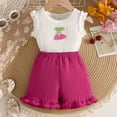 thumbnail image 2 of Ulanda Kid Girl Clothes Shorts Set 2 Piece Outfits Summer Casual Short Sleeve Top and Shorts Set for Girls 4-7 (Hot Pink, 18-24 Months), 2 of 5