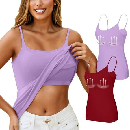Nokdvo 2PC Yoga Racerback Tank Top for Women with Built in Bra Women s Padded Sports Bra Fitness Workout Running Shirts 6XL