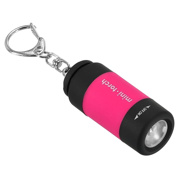 Uxcell 2.1" Mini Linterna LED Recargable de Llavero Carga USB Rosa Brillante