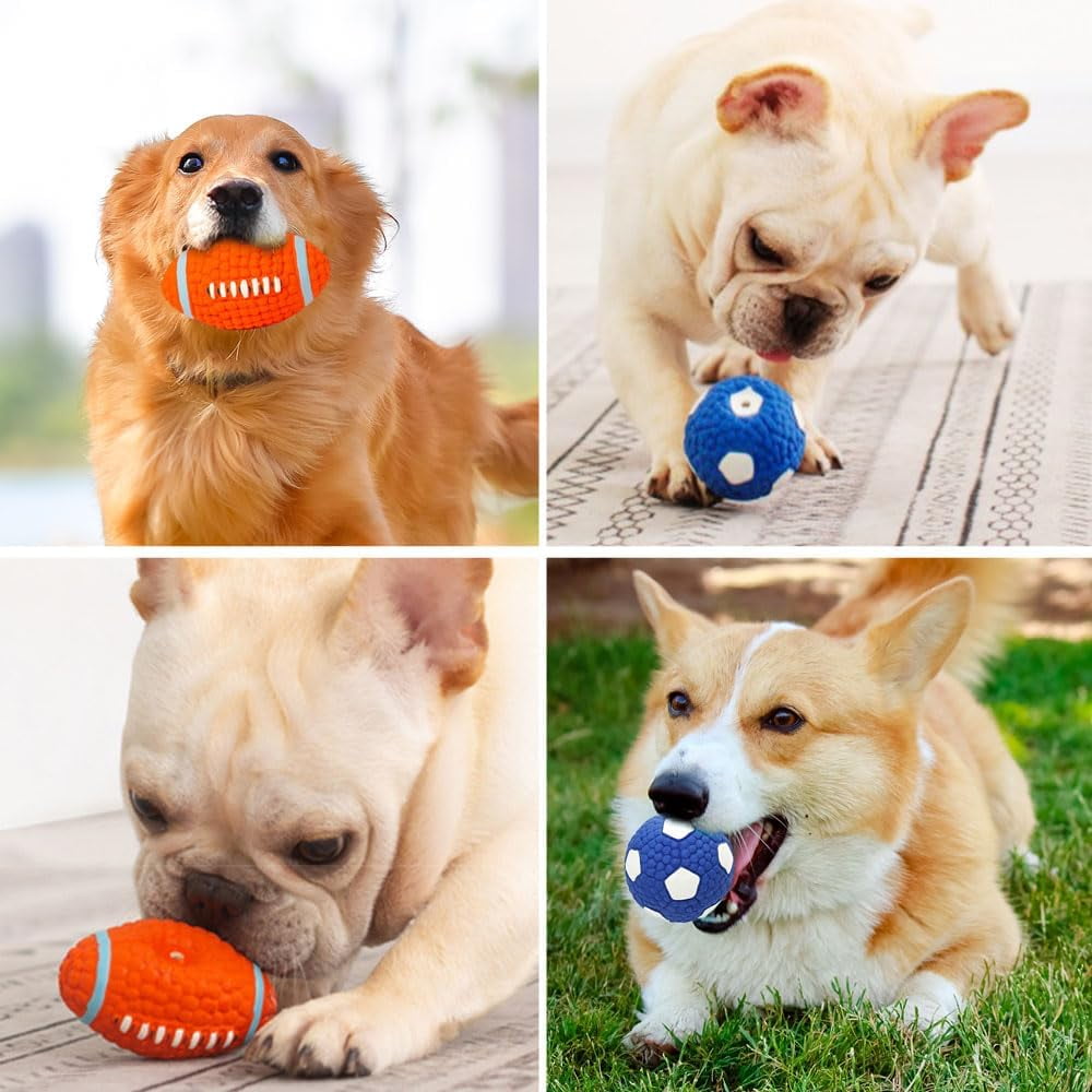 Immortal Toy for Aggressive Chewers, Squeaky Dog Ball Squeaky Dog Toys Natural Latex Rubber Balls for Small Dogs Puppies Cute Dog Squeak Toys Play Ball Tennis Ball, football, volleyball