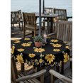 thumbnail image 3 of Outdoor Tablecloth with Umbrella Hole Zipper Yellow Summer Floral Round Tablecloth 54" Waterproof Outside Table Cloth Pastoral Daisy Botanical Cute Black Patio Table Cover Tablecloths for Picnic, 3 of 8