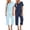 2pcs-Blue Stars/Moon, variant on Ekouaer 2 Pack Womens Pajamas Sets Short Sleeve Tops and Capri Pants Pjs Colorful Printed Sleepwear Sets