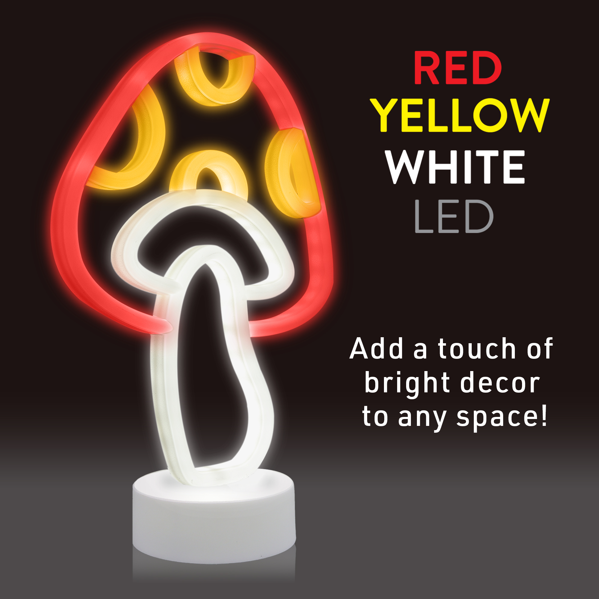 Xtreme Lit Neon Mushroom Lamp, Fun Indoor Novelty Plastic Tabletop Light