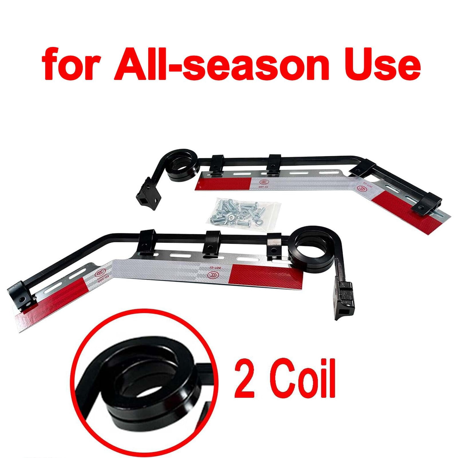 BST BSSP Pair Semi Truck Angled Mud Flap Hangers Kit Suspension Dampening Springs 2 Coils,Universal Mudflaps Steel Bracket,w/Aluminum Reflector for Semi-Trucks Trailers