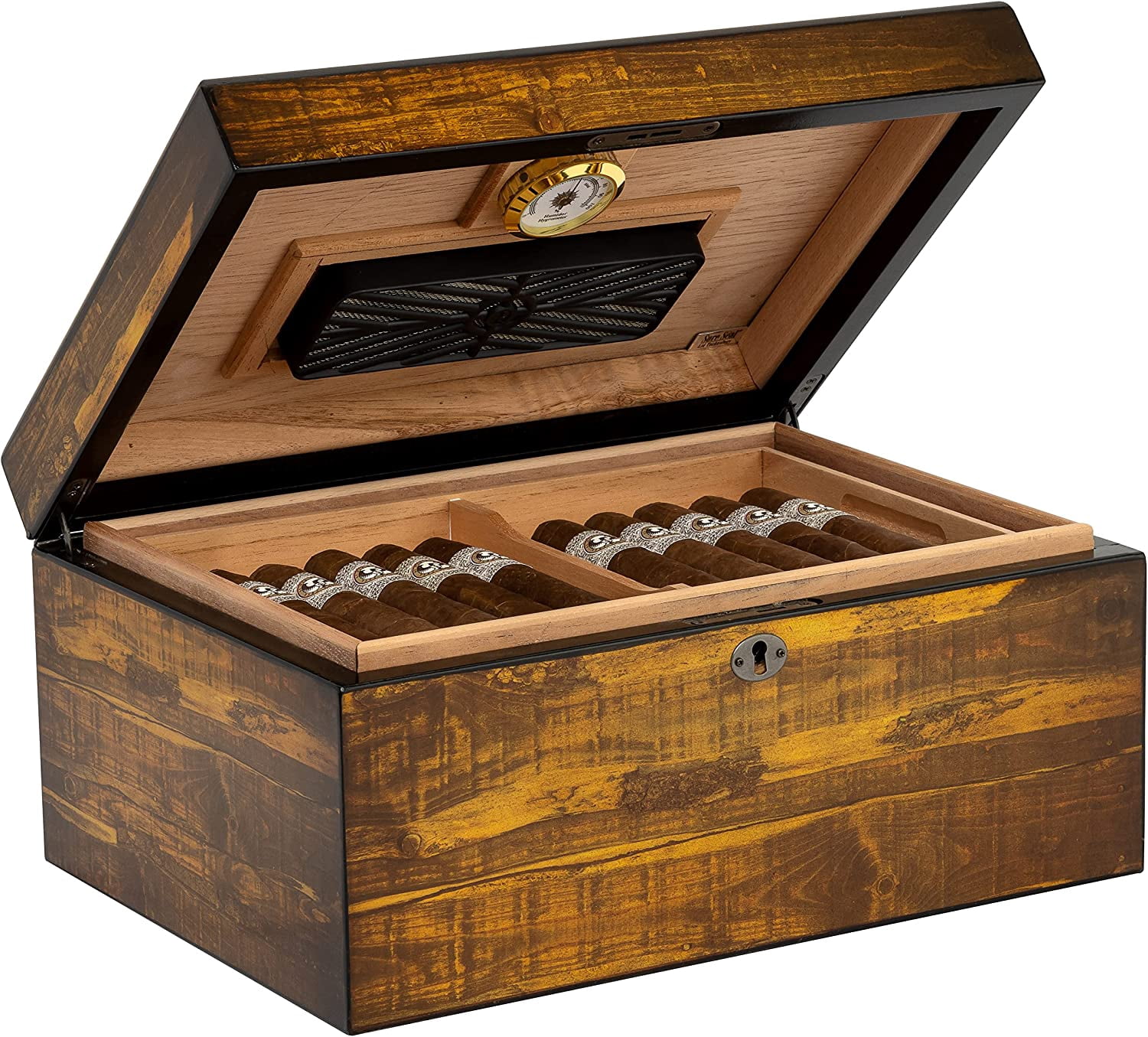 Quality Importers HUM-100ADR Adirondack 100 Cigar Humidor, Reclaimed Wood Design