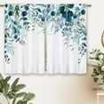 thumbnail image 6 of Navy Blue Eucalyptus Kitchen Curtains Botanical Leaves Flower Small Short Cafe Window Curtains Watercolor Plant Floral Bathroom Drapes Treatment Tier Curtains 2 Panels (27.5x36 Inch), 6 of 6