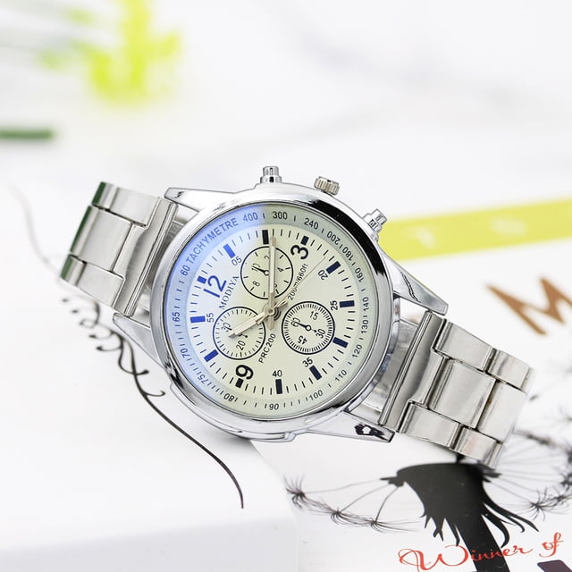 Reloj de cuarzo para hombre, reloj de pulsera analógico de acero inoxidable con correa de aleación y esfera de cuarzo.