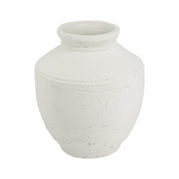 A&B Home Weathered White Terracotta Vase 11.8" x 11.8" x 13.8"