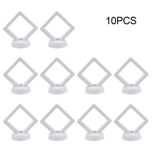 5/10Pcs 3D Floating Frame Holder Stand Box Clear Jewelry Ring Coin Display Case