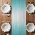 thumbnail image 6 of Teal Ombre Table Runner - 48 Inch Long, Kitchen Dining Table Runner Dresser Scarves, Contemporary Gradient Abstract Art Farmhouse Decor for Coffee Tables Wedding Party Banquet, 6 of 8