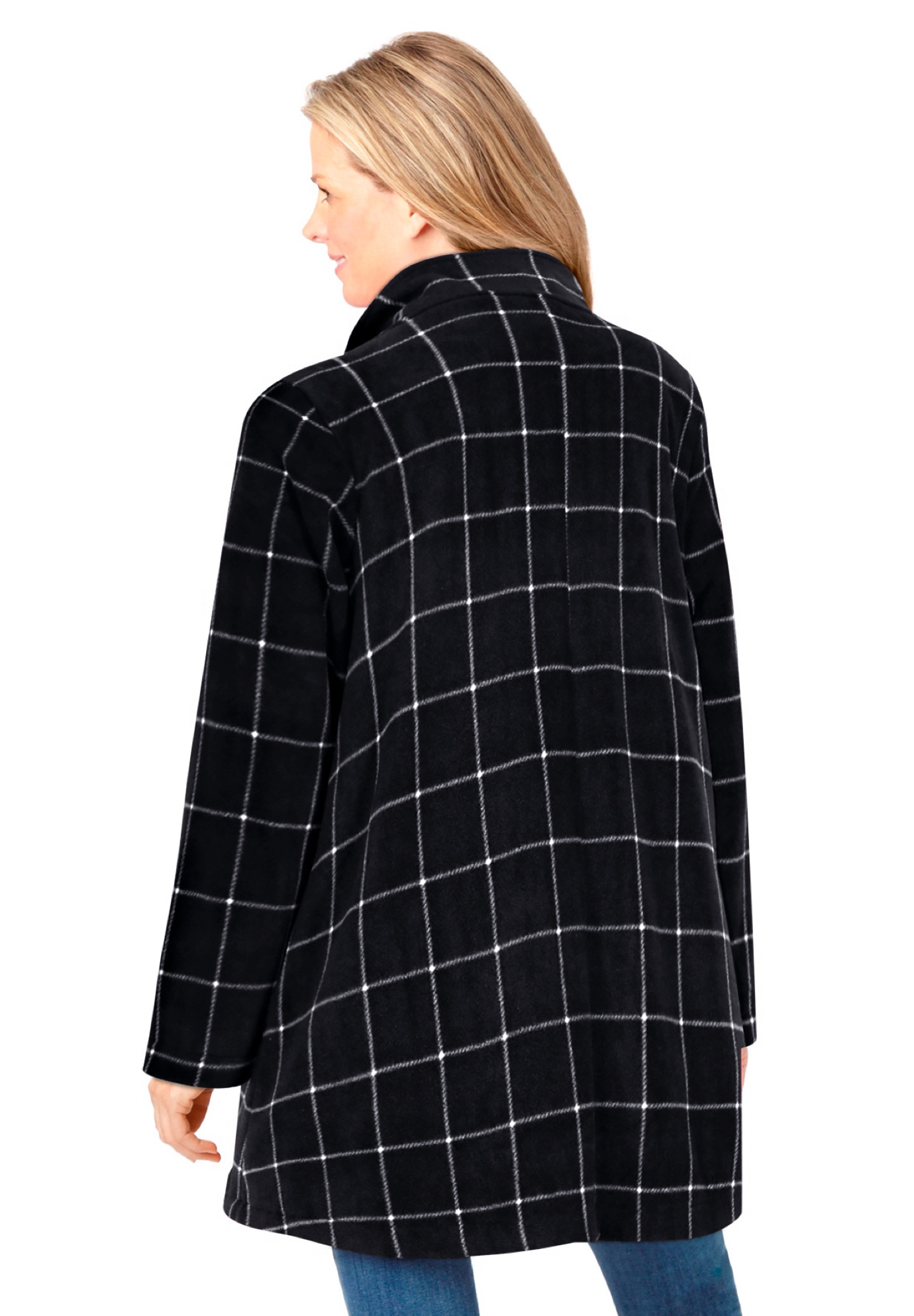 Plus Size Fleece Swing Funnel-Neck Coat - image 5