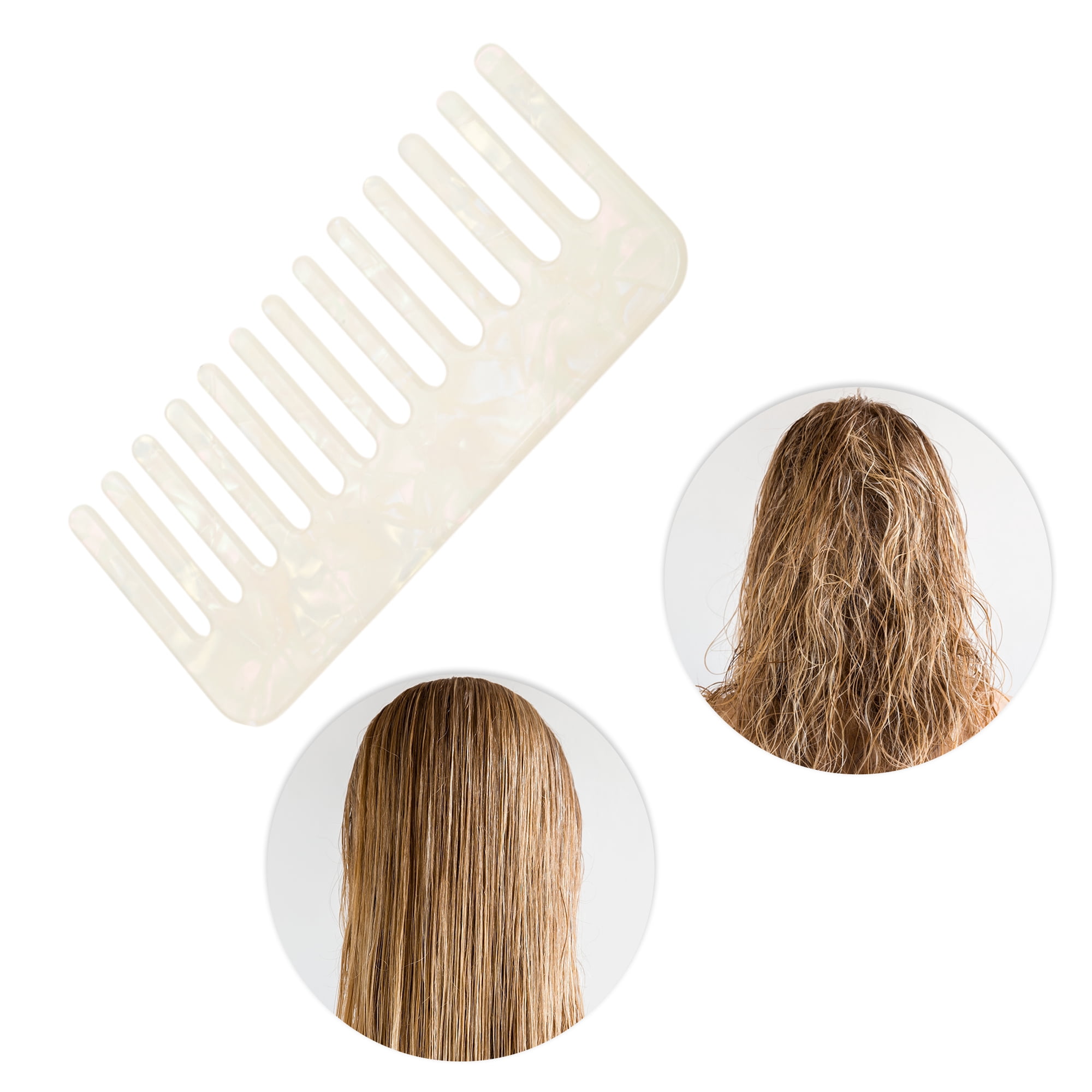 Unique Bargains 1 Pc Vintage Portable Wide Tooth Comb for All Hair Types Colorful White
