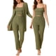 thumbnail image 1 of Pijama de punto para mujer, ropa de dormir informal, pantalones, cárdigan encogiéndose de hombros, conjunto de salón de 3 piezas, verde pequeño, 1 of 4