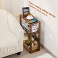 thumbnail image 6 of LELELINKY 2pc 3-Tier Narrow Side Table with Charging Station, Wood Nightstand with USB Ports for Small Spaces, Brown, 6 of 7
