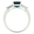 thumbnail image 4 of Clara Pucci 14K White Gold Solid Gold LondonBlueTopaz Three-Stone Anniversary Ring for Women - 1.62 cttw Square Emerald Cut, 4 of 7