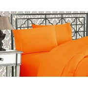 Celine Linen  Luxury Silky-Soft 1500 Series Wrinkle-Free 4-Piece Bed Sheet Set, Deep Pocket up to 16 inch, King Vibrant Orange