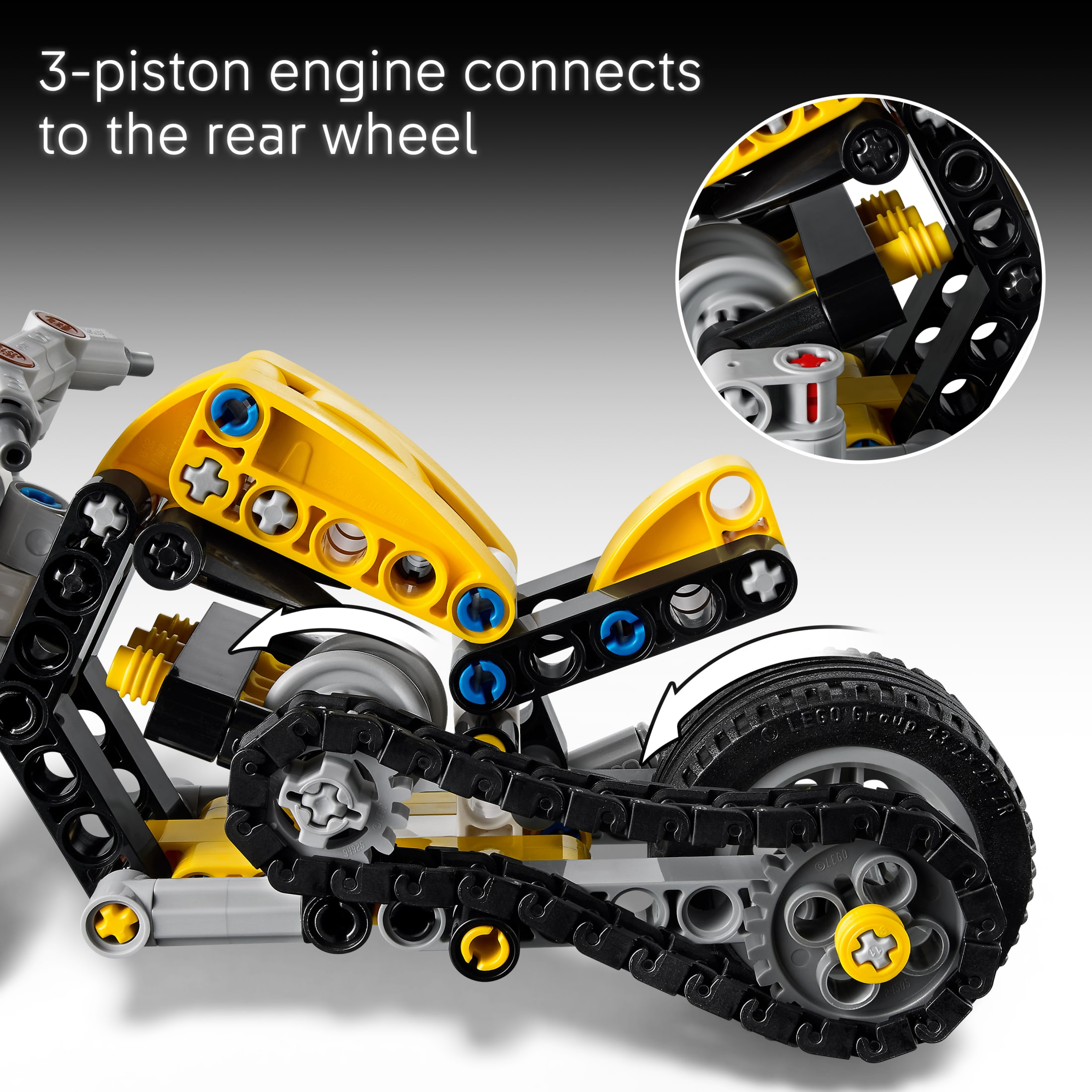 LEGO Technic Motocicleta Amarilla Juguete para Armar - Juguete de Construcción para Niños y Niñas, Mayores de 7 Años - Kit de Modelo con Detalles - Decoración para Dormitorio de Niños - Regalo para Cumpleaños - 42225 5
