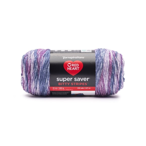 Red Heart® Super Saver Bitty Stripes™ #4 Worsted (Medium) Acrylic Yarn, Indigo 10oz/283g 515 Yards