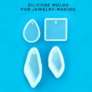 UV ResinCraft Multi-Pack Clear Silicone Molds for use with Resin and Other Moldable Materials. 4 Different Pendant shapes included: Teardrop, Square, Wavy, Dagger