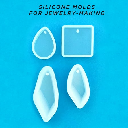 UV ResinCraft Multi-Pack Clear Silicone Molds for use with Resin and Other Moldable Materials. 4 Different Pendant shapes included: Teardrop, Square, Wavy, Dagger
