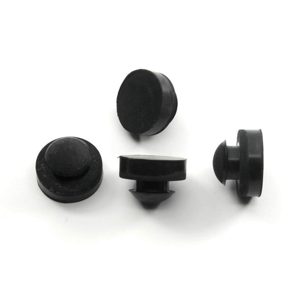 Large Rubber Push-in Ridged Stem Bumpers 1"" Diam - Feet - Fits 1/2"" Hole (4) Black