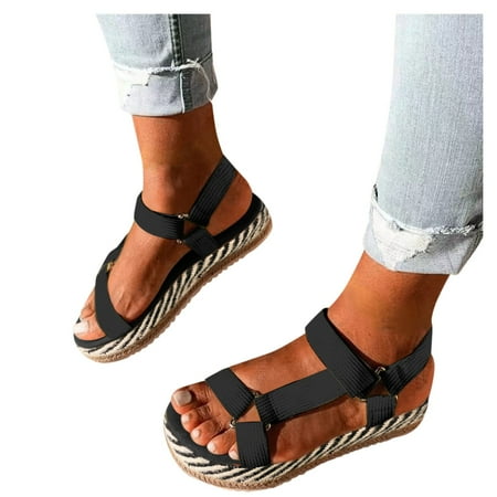 

A1 new home gifts for home Fashion Women s Casual Shoes Breathable Thick-soled Outdoor Leisure Sandals Pu Black