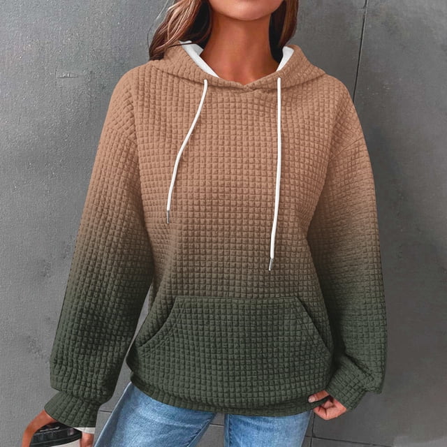 Qertyioot Chemises à Manches Longues pour Femmes, Blouse Imprimée Mode Décontractée Sweat à Capuche