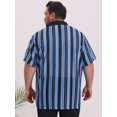 thumbnail image 3 of DARING DIVA Men's Big Tall Colorblock Striped Short Sleeve Button-Down Shirt 2XL Blue, 3 of 7