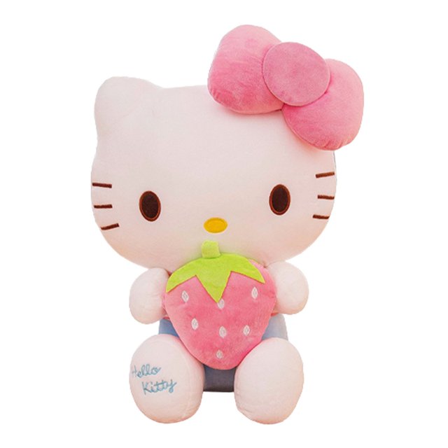 HYC Humey Sanrio Hello Kitty Azul Marino Vaquero Rosa Relleno De Peluche Animales Almohada Juguetes Decoración Del Hogar Niños 30cm Fivean unisex