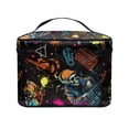 thumbnail image 4 of HELLHERO 8.86 x 6.5 x 5.9 Inches Portable Cosmetic Makeup Bag Hand-Held Skull Music Design Women Travel Makeup Bag Organizer Light with Slip-in Pockets Gifts, 4 of 6