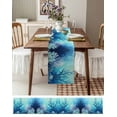 thumbnail image 3 of ERUNPONLY Teal Blue Ocean Table Runner - 60 Inch Long Summer Watercolor Sea Plant Cotton and Linen Blended Dress Scarves Farmhouse Table Runner for Kitchen Dining, Coffee Table, 13"x60", 3 of 8