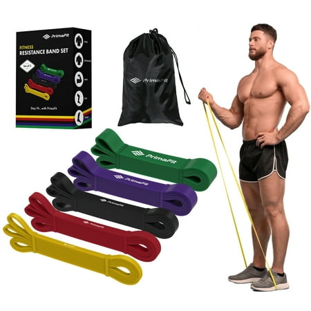 PrimaFit Resistance Bands for Working Out, Exercise Bands Resistance, Pull Up Assistance Bands, Workout Bands, Weights Dumbbell Set Alternative, Stretching, Gym Bands, Men Women (5-Pack)